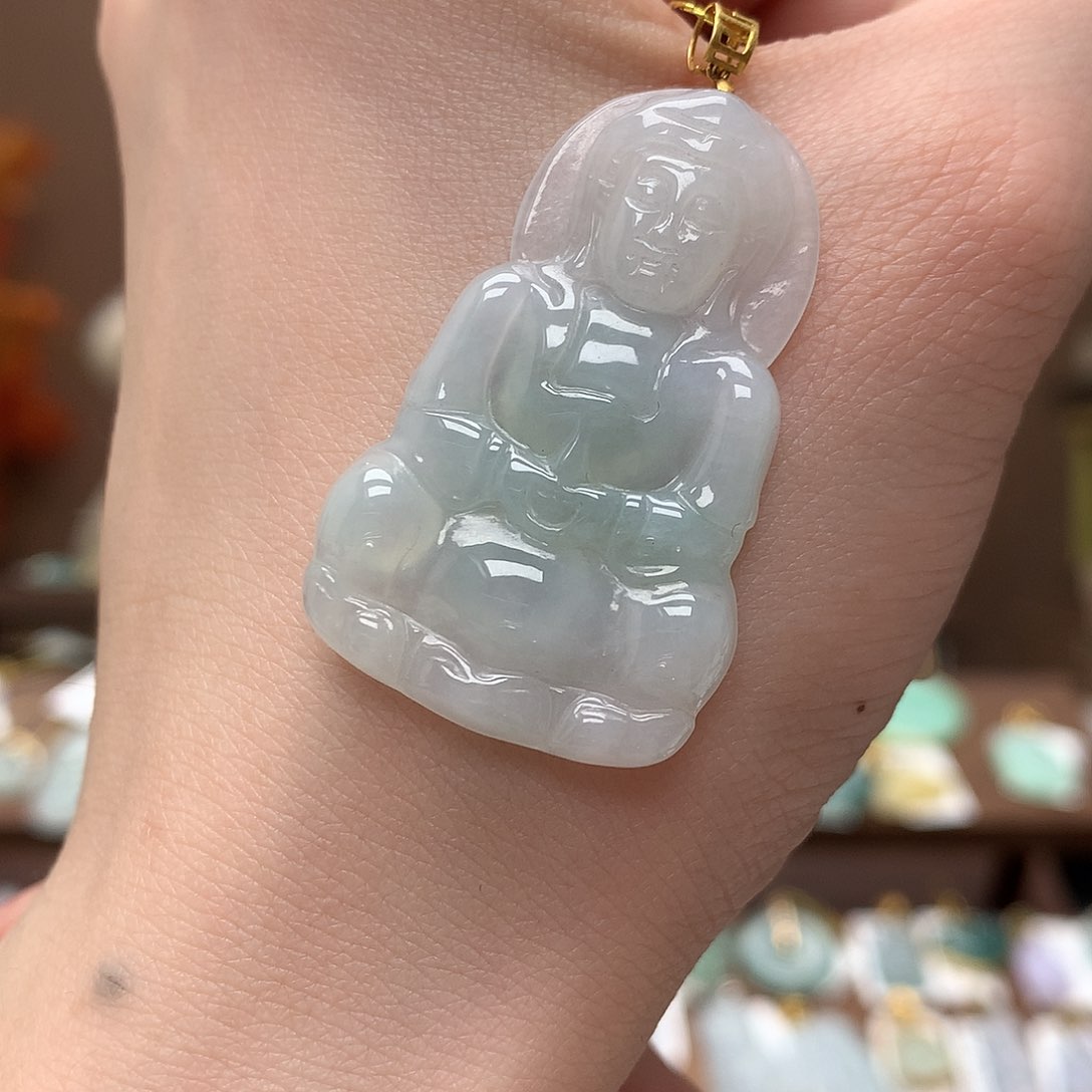 翡翠吊坠(不含链)18K金镶嵌