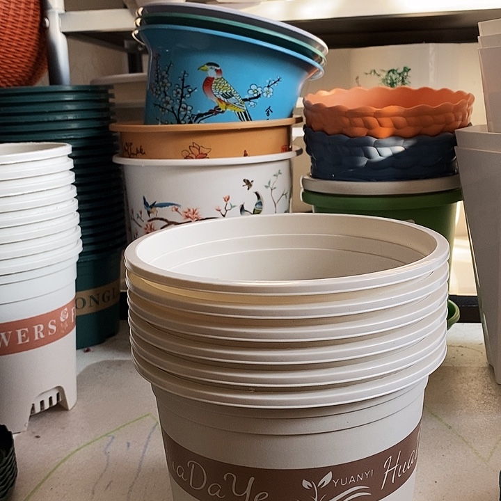 白色矮加仑花盆口径19高13（10个不带托盘