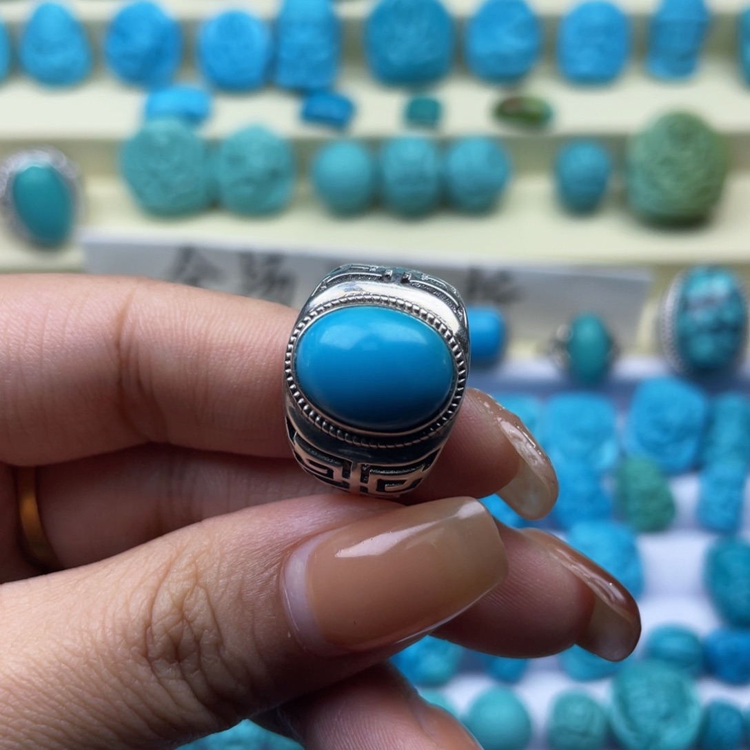 绿松石戒指银S925镶嵌