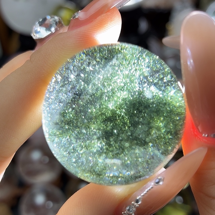 珠宝半成品水晶未镶嵌绿幽灵3.27cm