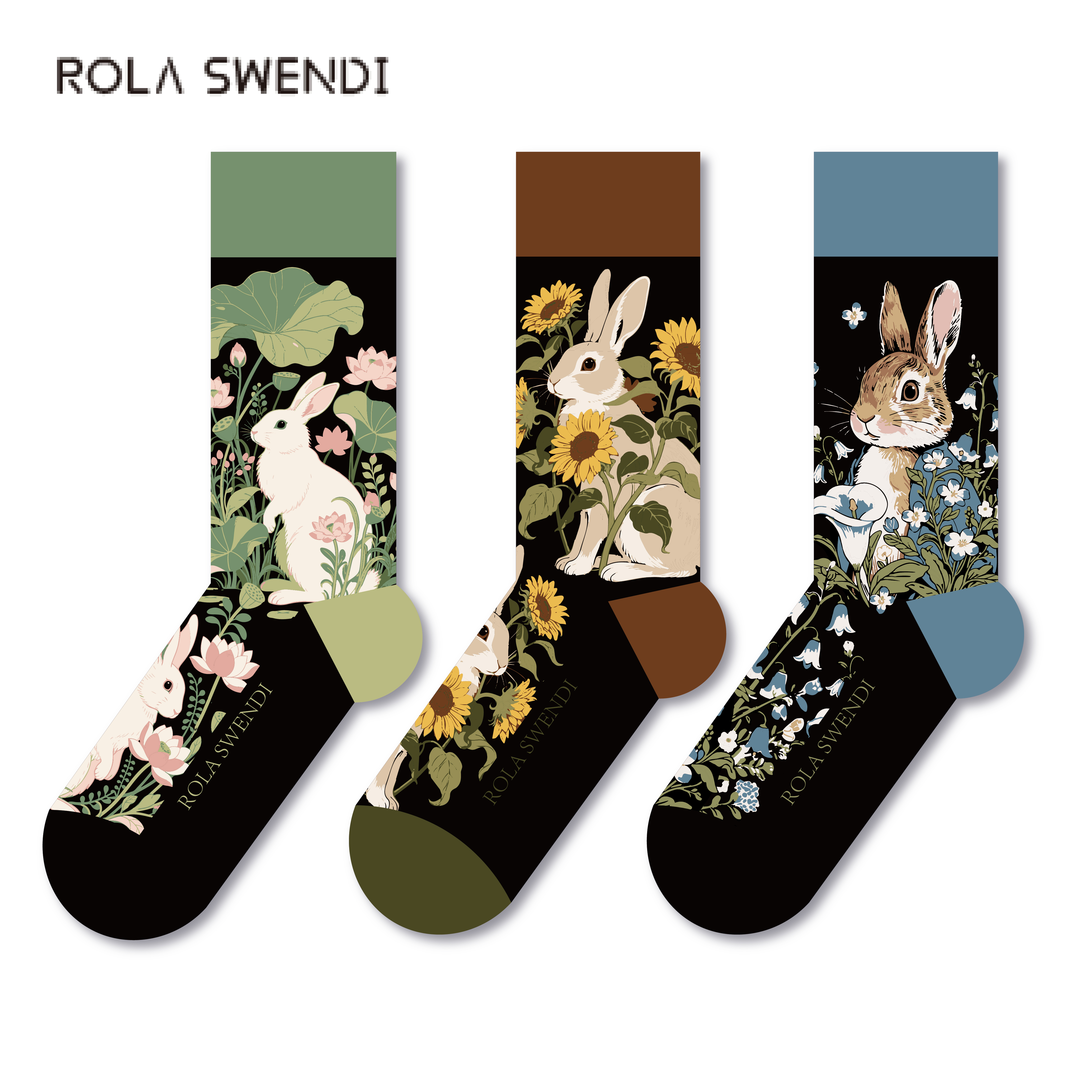 三双装ROLA SWEND 秋冬棉袜透气轻奢法式动物男女同款袜子276