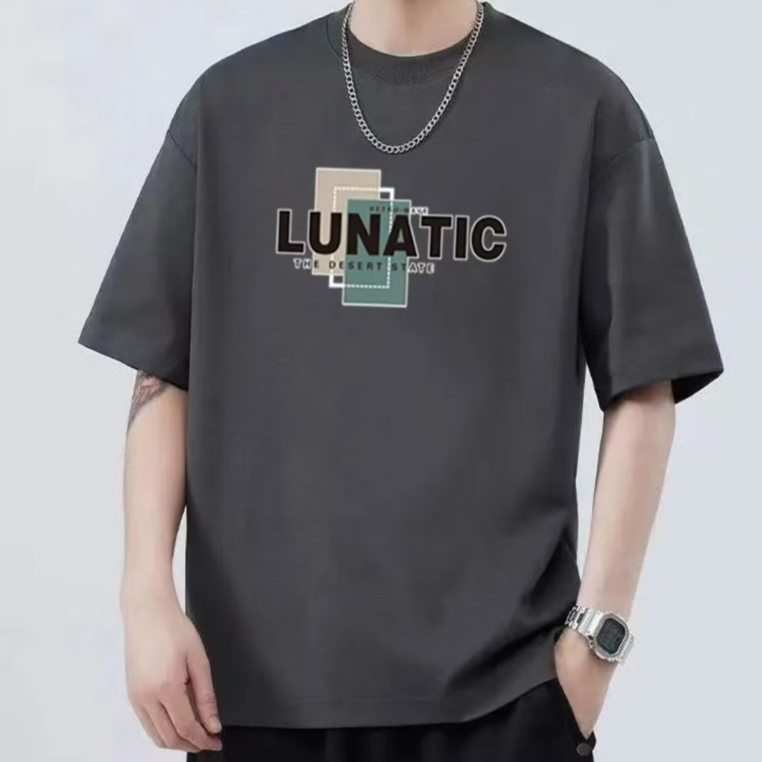 简约短袖男士百搭宽松休闲时尚圆领透气半袖T恤夏季男生上衣