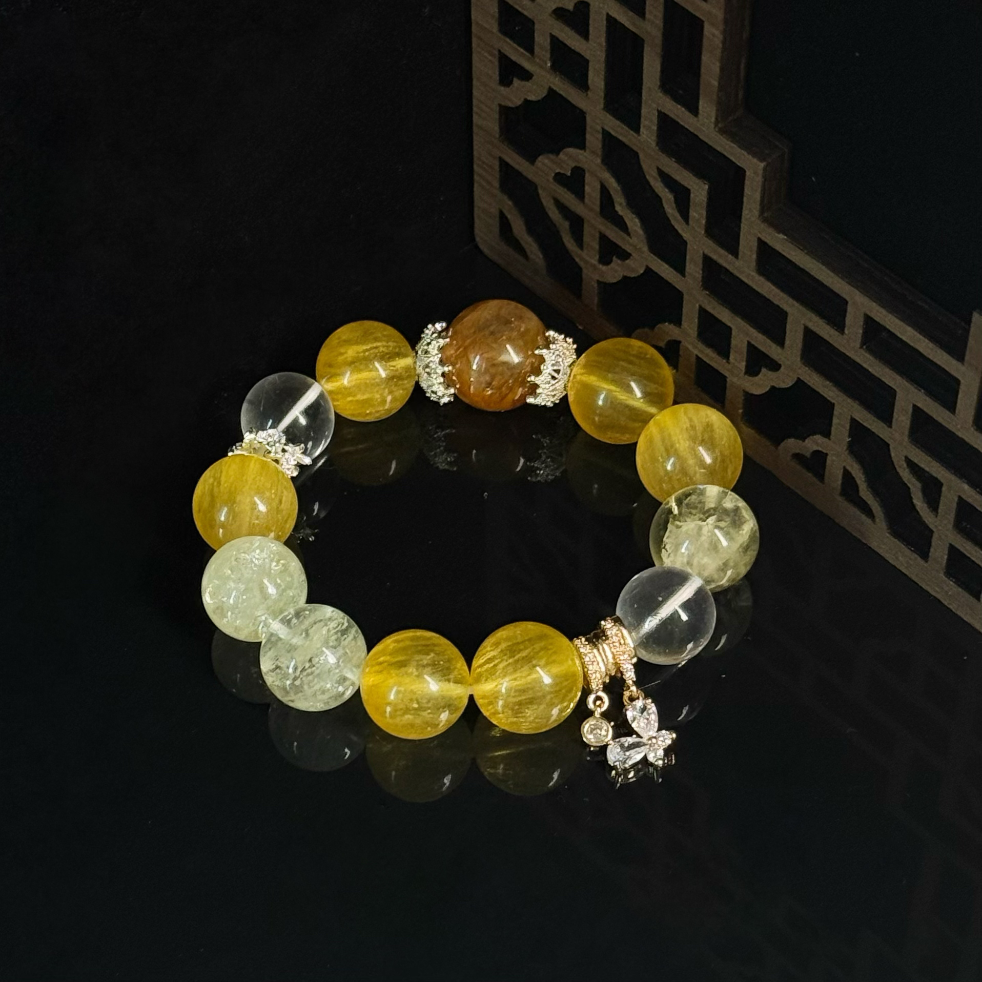 【金芒耀运】拉丝萤石➕胶花➕白水➕阿塞