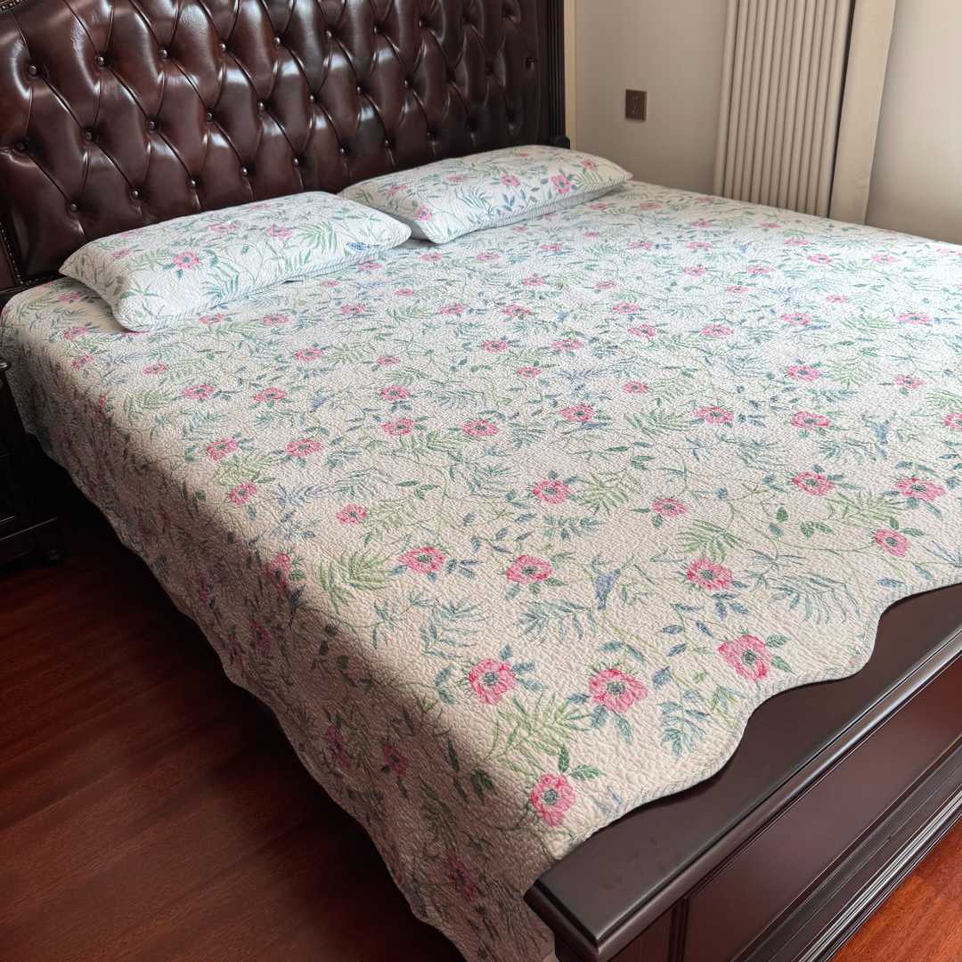 小茹家居   新花色斜纹棉四季碎花款床盖双面可用