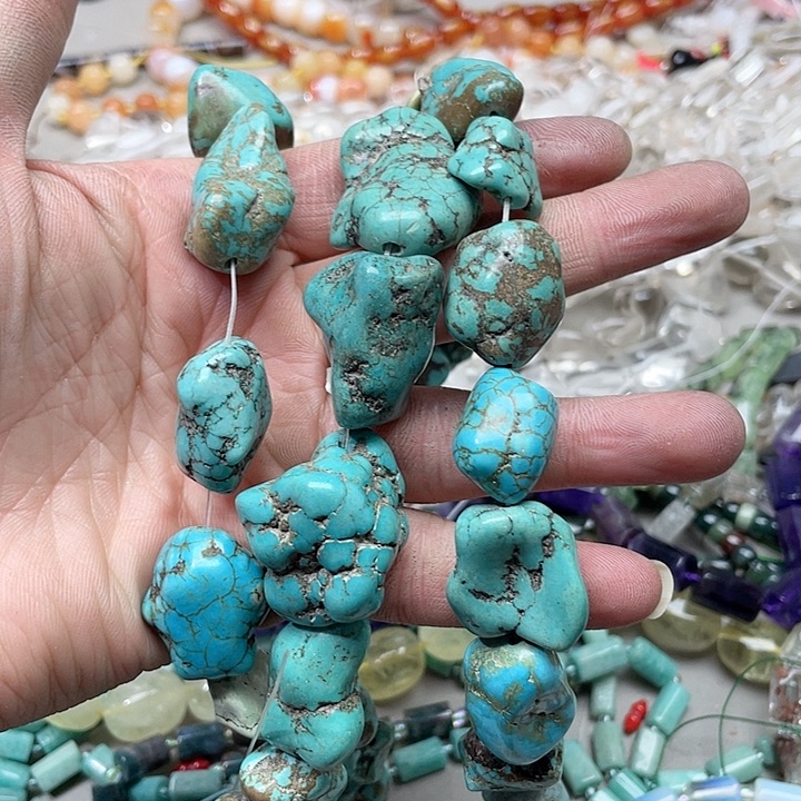 玛瑙/玉髓珠宝半成品合金一条天然松原石