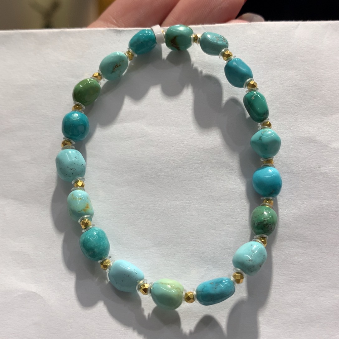 绿松石单圈银S925镶嵌