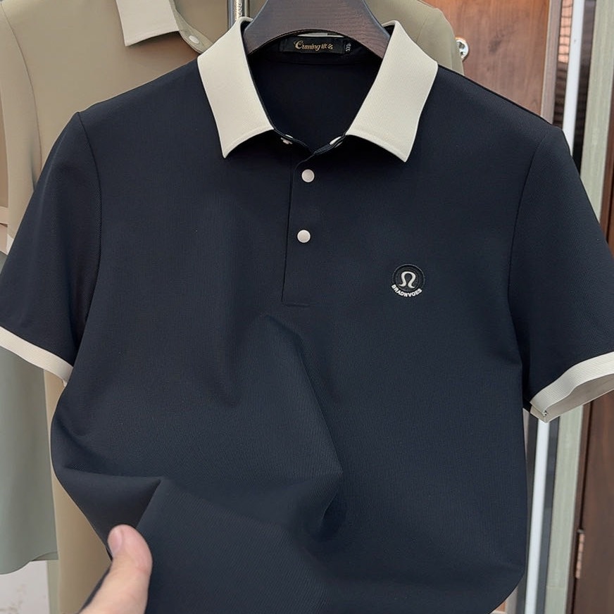 【欧名】夏季新款百搭时尚撞色冰爽翻领高端男士Polo短袖衫61002