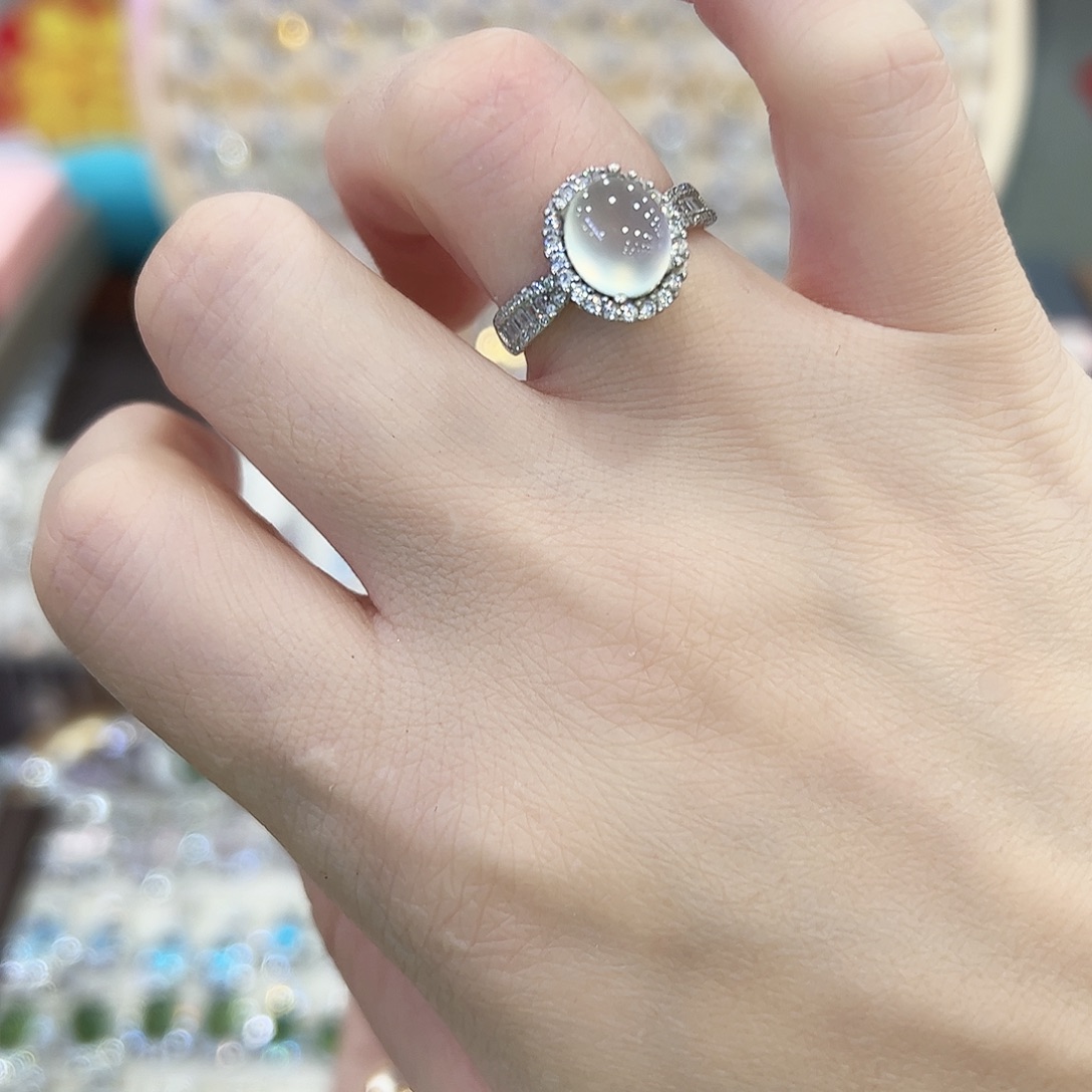 蛇纹石玉银S925镶嵌戒指