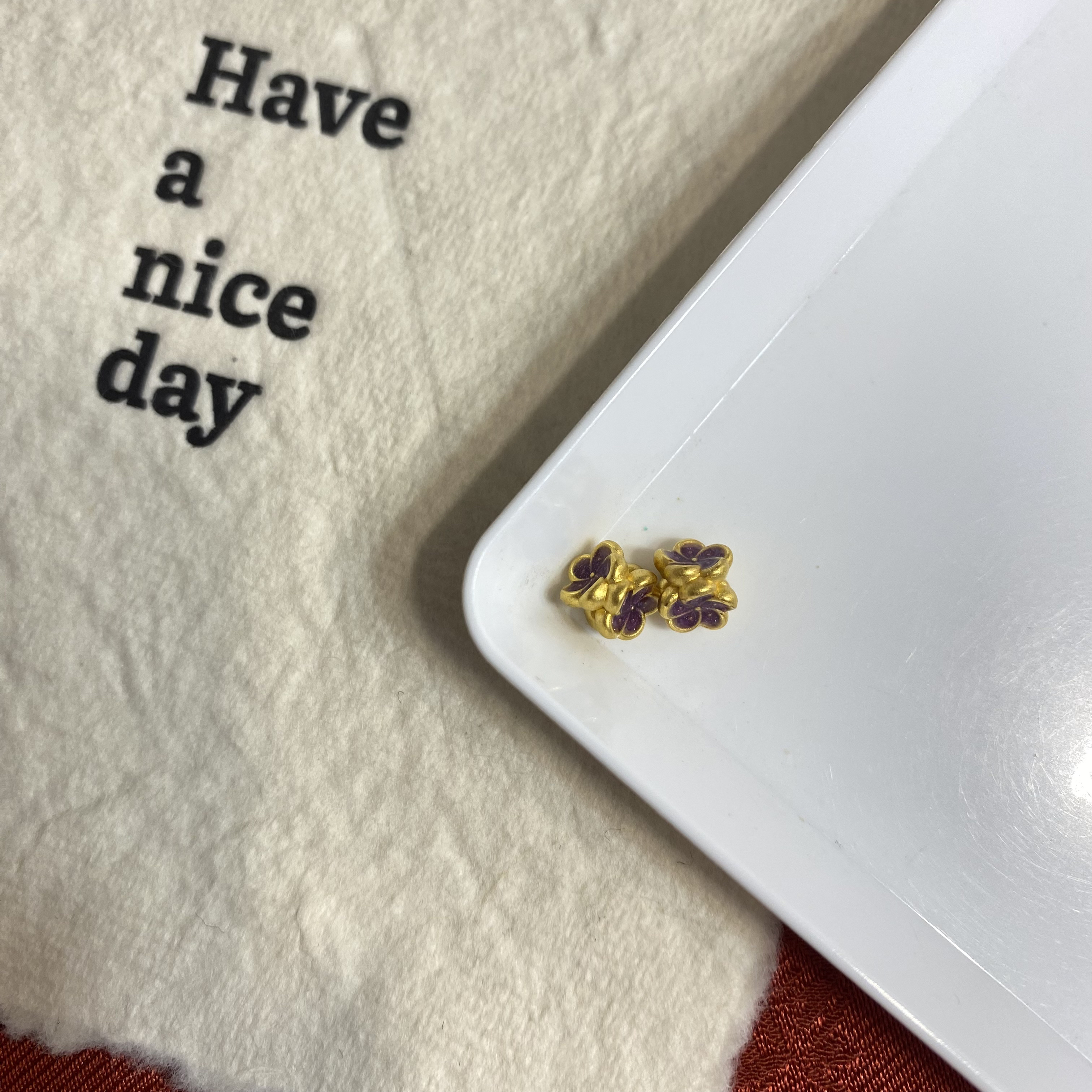 足金999烧蓝转运珠*2个