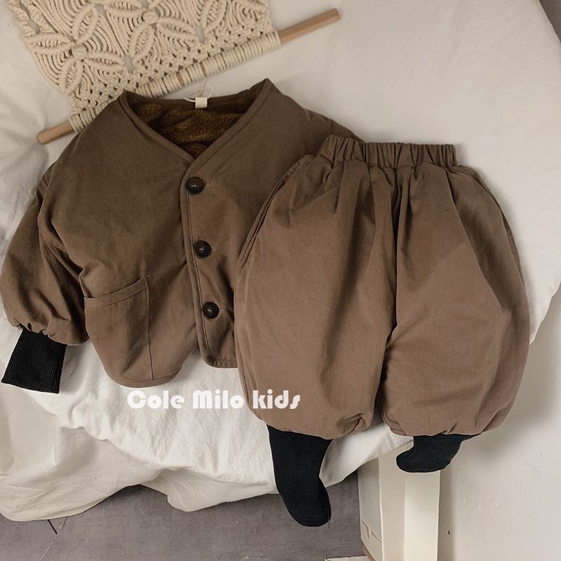 儿童套装韩版婴儿衣服秋冬款加绒加厚宝宝外套男女同款春秋款童装