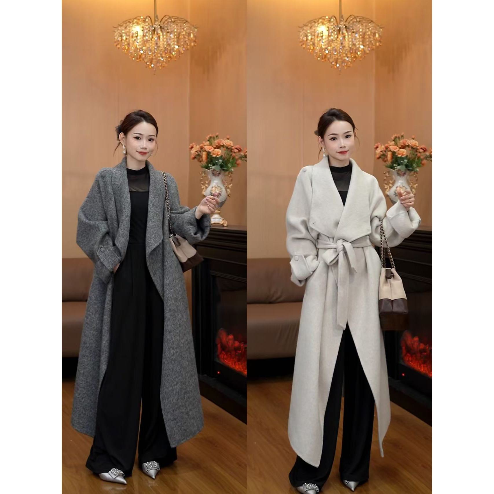 【格芮欧典】时尚修身大翻领赫本风毛呢外套BQY105