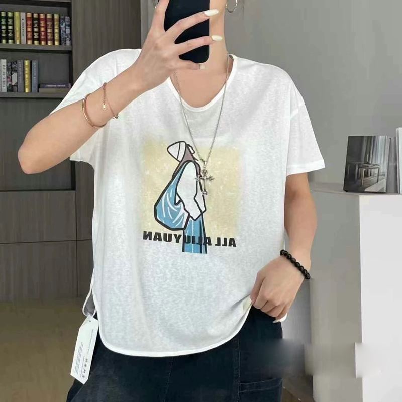 夏季新款时尚百搭显瘦减龄宽松休闲气质潮流小衫上衣T恤 58007