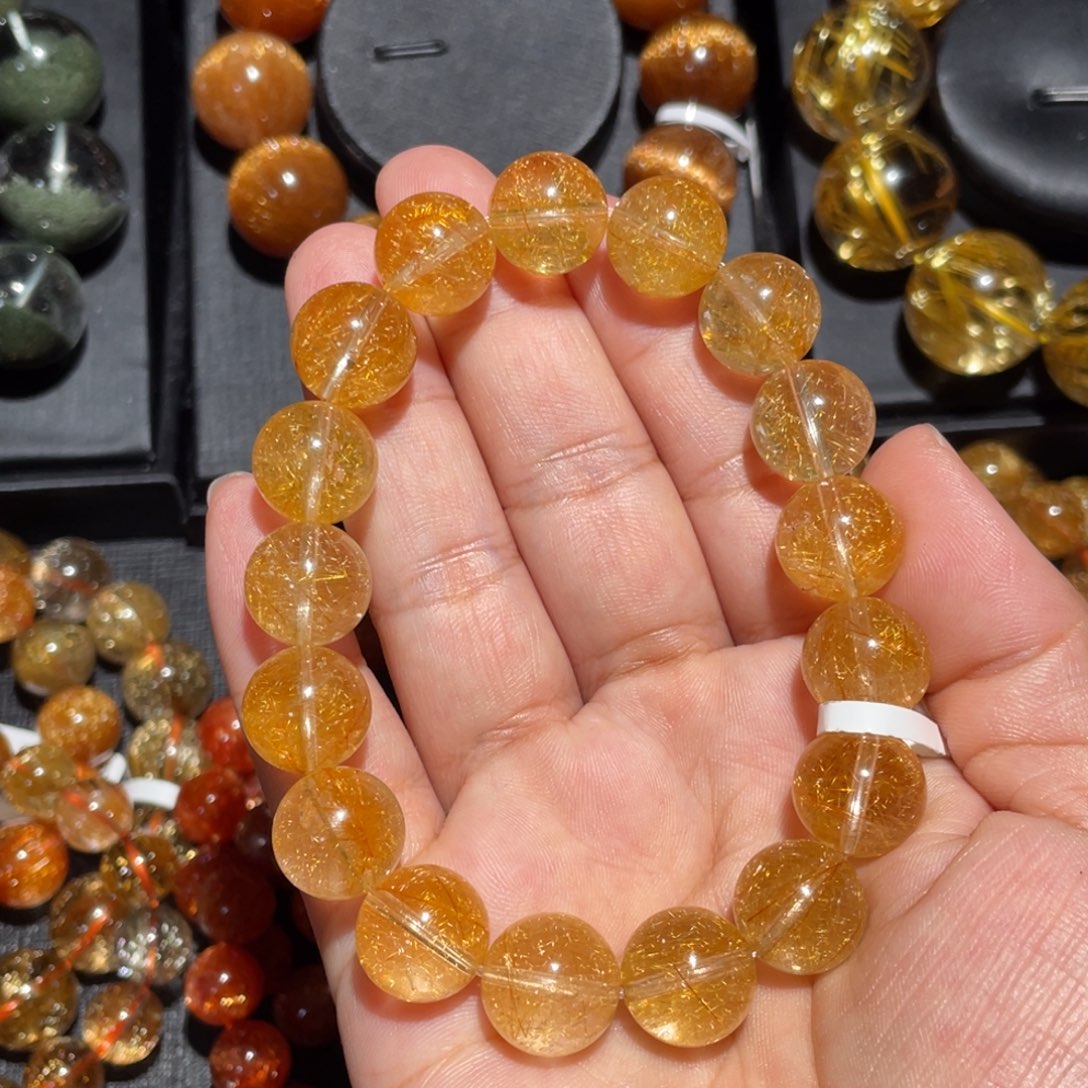 水晶手链未镶嵌金发晶手链12.5mm左右