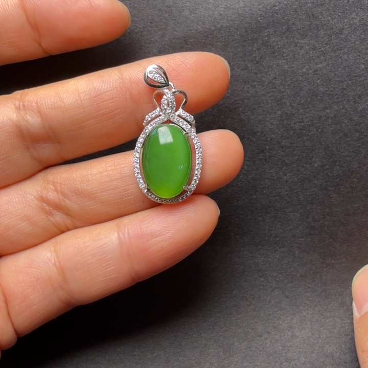 和田玉（碧玉）银S925镶嵌颈饰