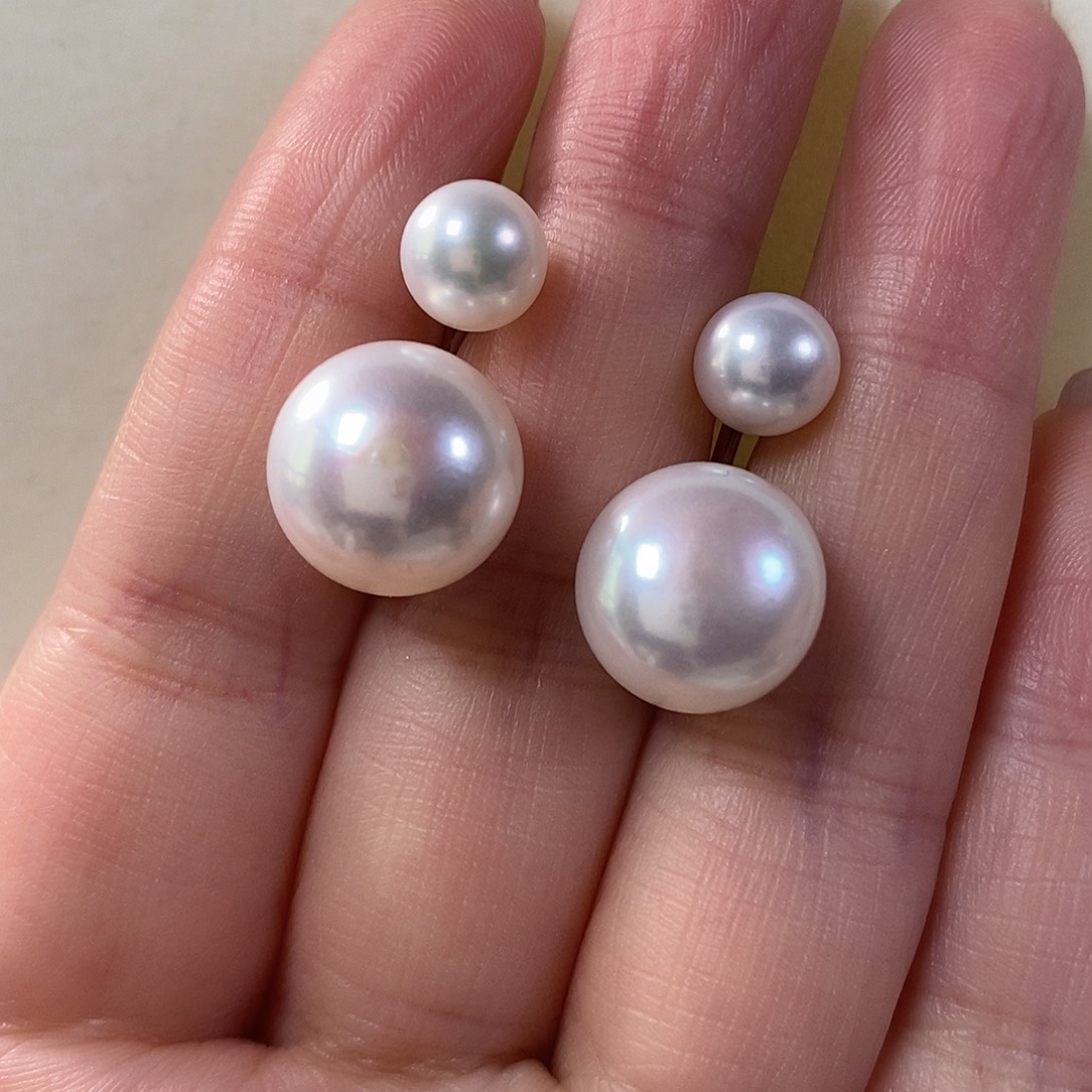 淡水珍珠耳饰银S925镶嵌7.5-12.5mm