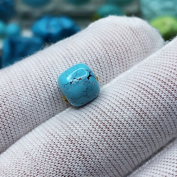 绿松石银S925镶嵌天然原矿 地大质检