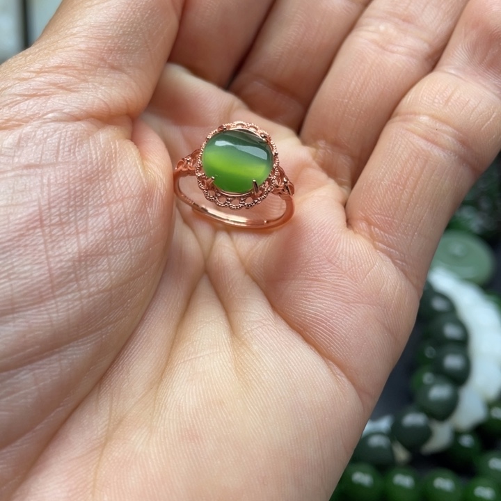 孔***河和田玉（碧玉）银S925镶嵌戒指