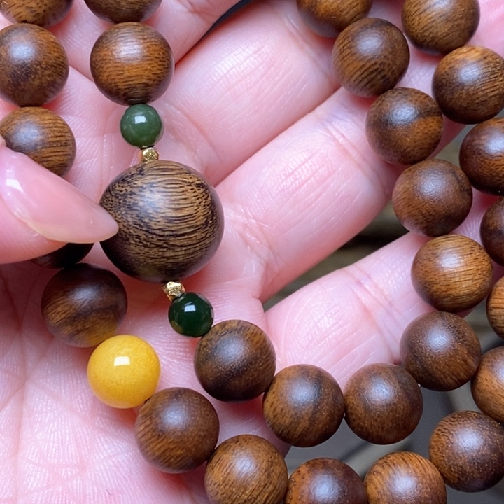 沉香手串越南芽庄红土白棋楠窖藏限量1.0➕16瘤疤白棋楠