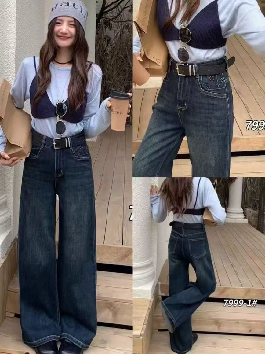 7999新款韩版宽松休闲阔腿牛仔裤