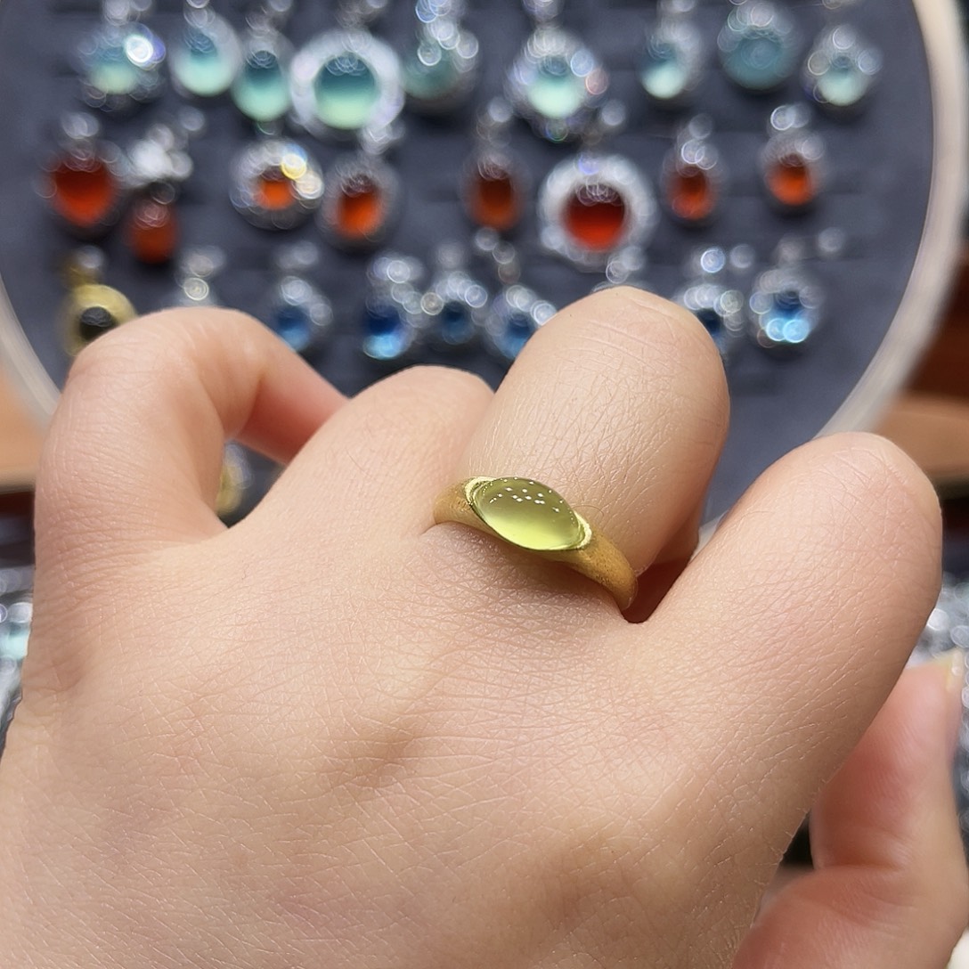 蛇纹石玉银S925镶嵌戒指