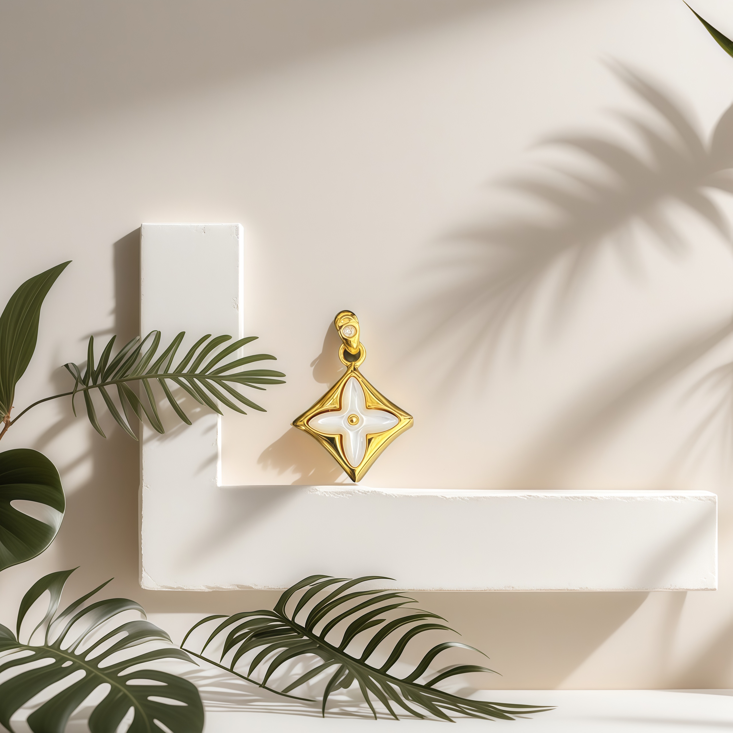 【质检发货】XM18K金时尚百搭老花吊坠