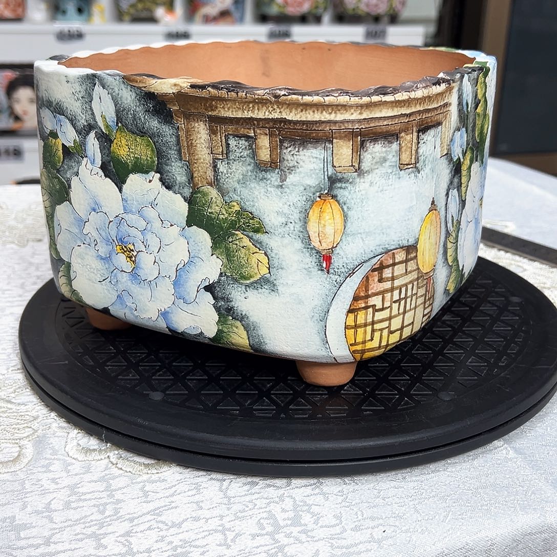 不****手绘陶瓷花盆美盆
