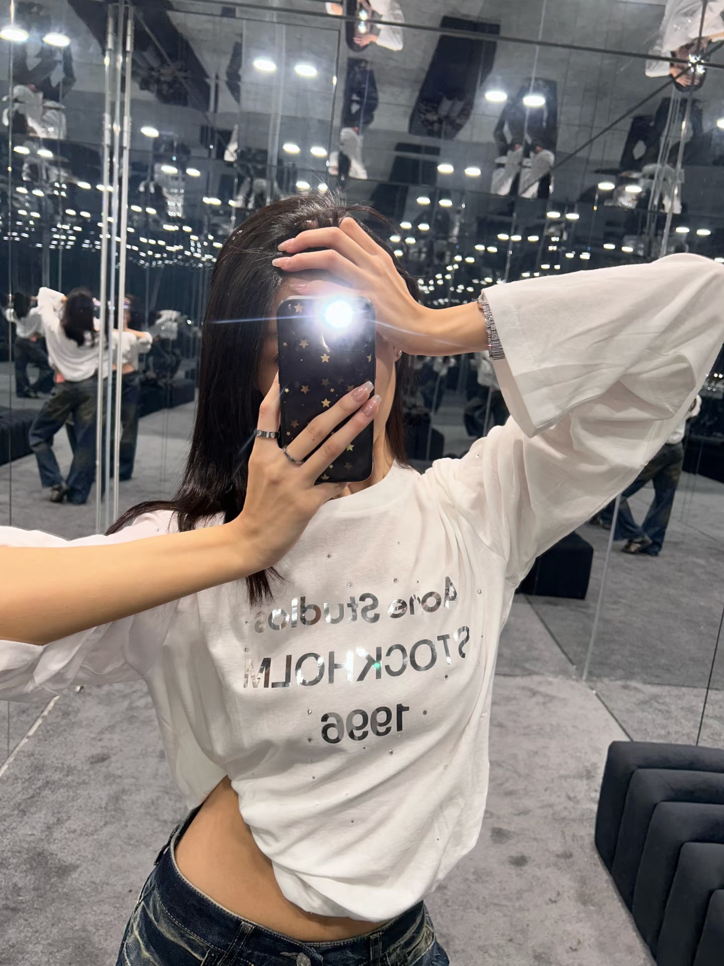 2025 SS 常规纯色圆领通勤风高腰字母长袖T恤网红