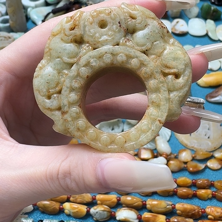 和田玉未镶嵌颈饰戒圈22