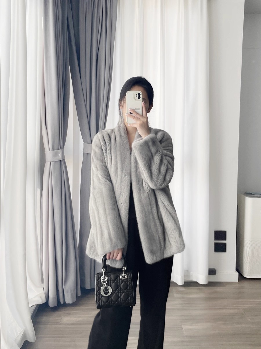 人造皮草 中长款仿全抽刀水貂大衣富贵款女士皮草宽松V领慵懒贵气