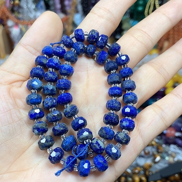 玛瑙/玉髓未镶嵌珠宝半成品天然青金切面车轮卡8mm