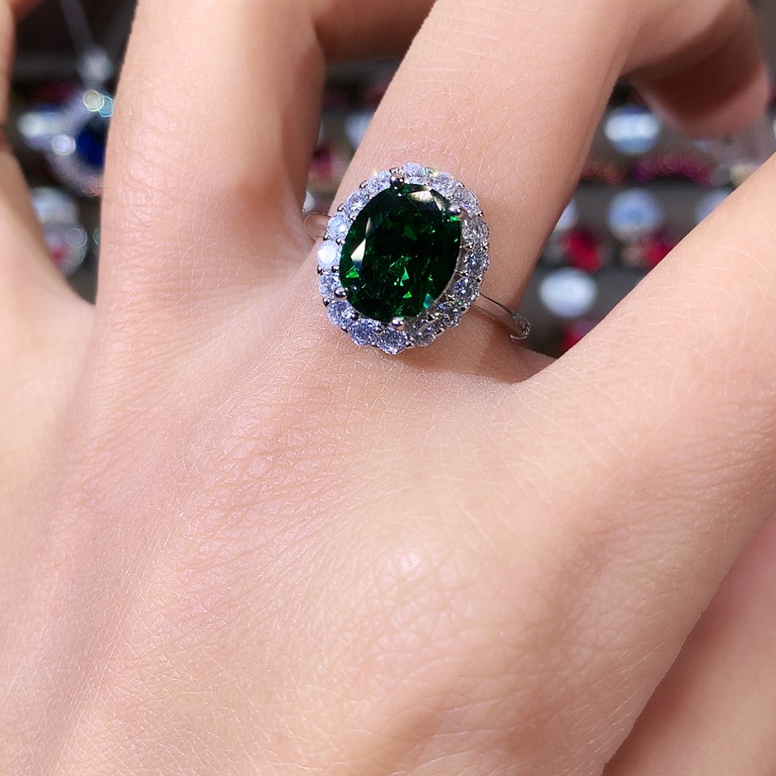 银S925镶嵌戒指碧玺白810