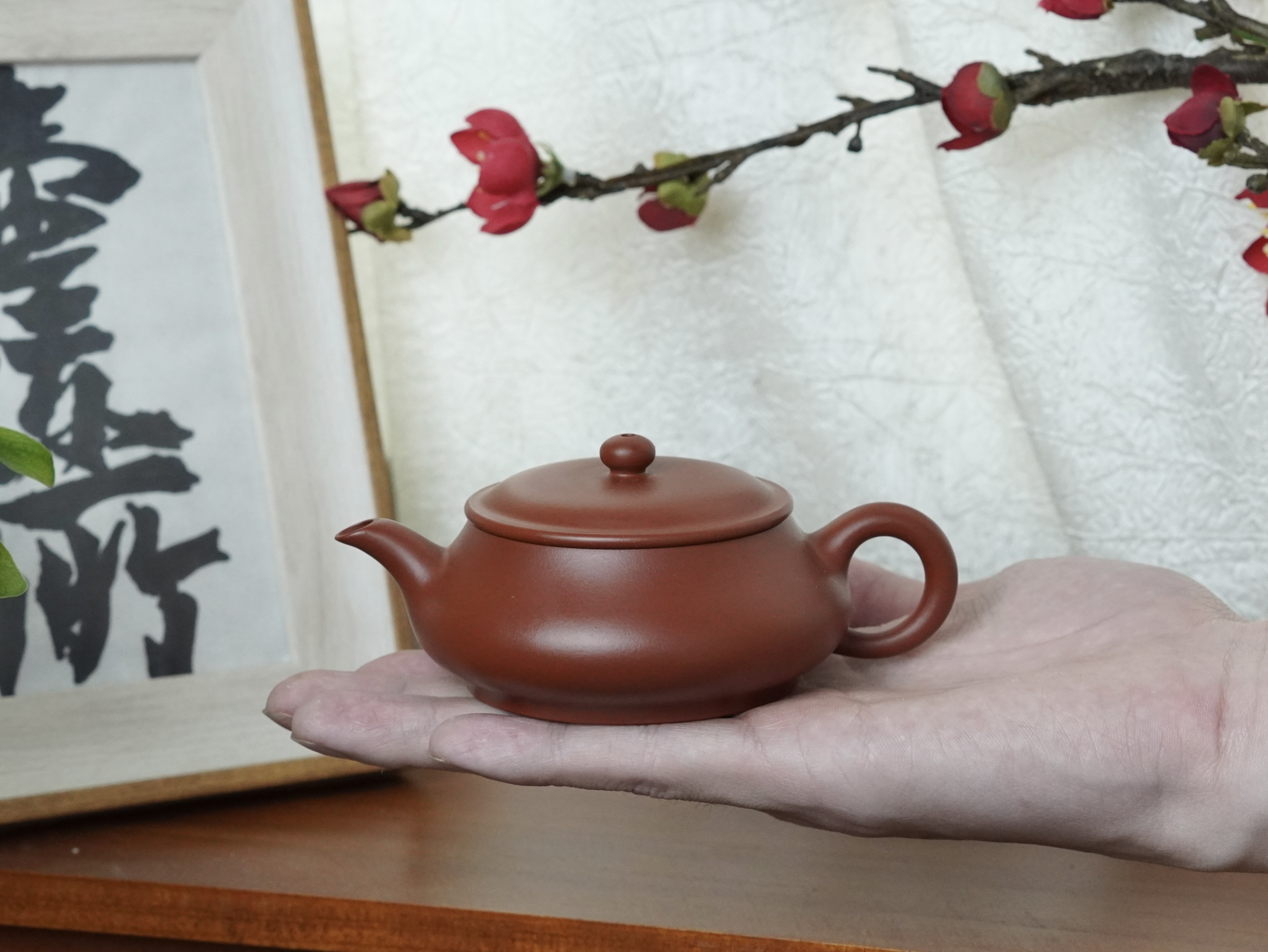 潮州手拉壶大红袍薄胎明炉壶纯手工原矿手制（带证书礼盒）