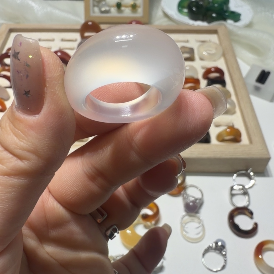 三***模玛瑙/玉髓未镶嵌戒指买断