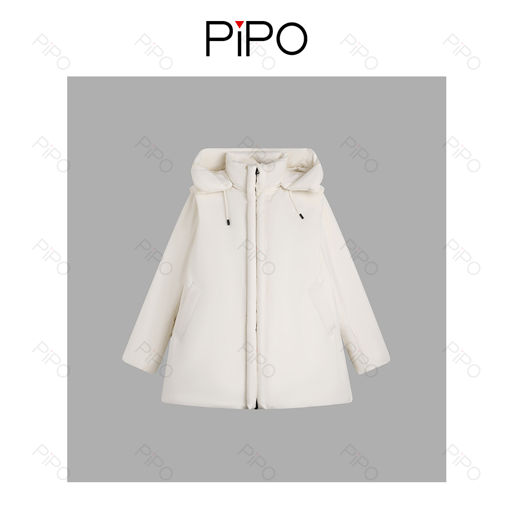 PIPO时尚户外情侣蓬松连帽舒适保暖白鹅绒羽绒服DDS4Y078