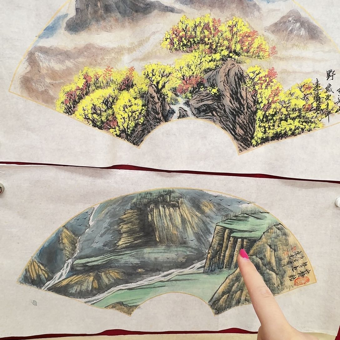 农***士国画扇面手绘作品
