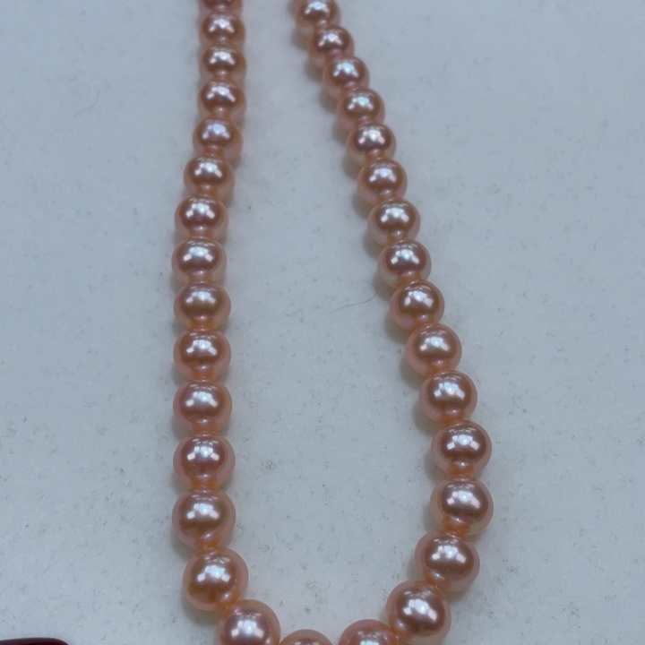 淡水珍珠颈饰银S925镶嵌7.5-8.5m炫彩稀有光！