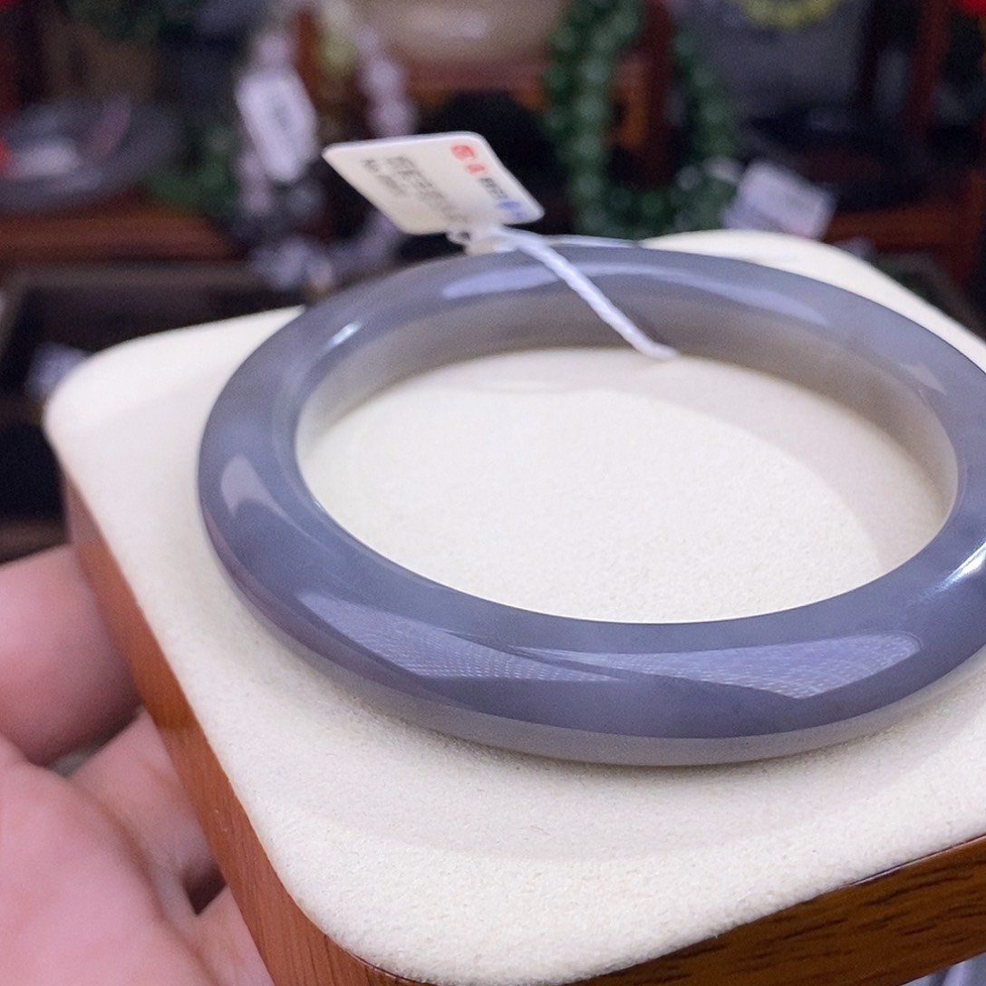 和田玉烟紫福利手镯60未镶嵌