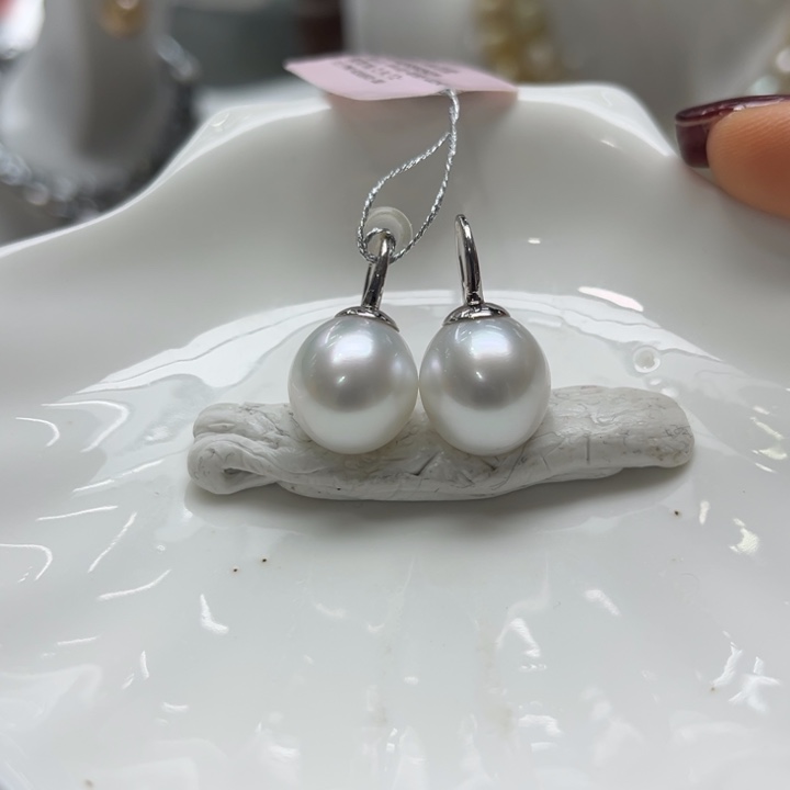 海水珍珠耳饰18K金镶嵌12-13mm