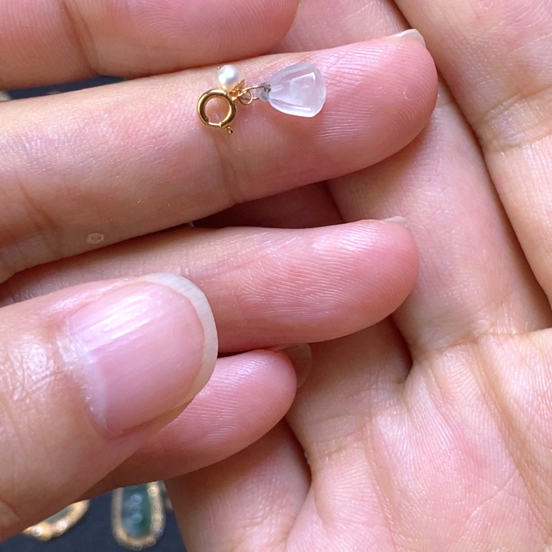 吊坠(不含链)18K金镶嵌翡翠