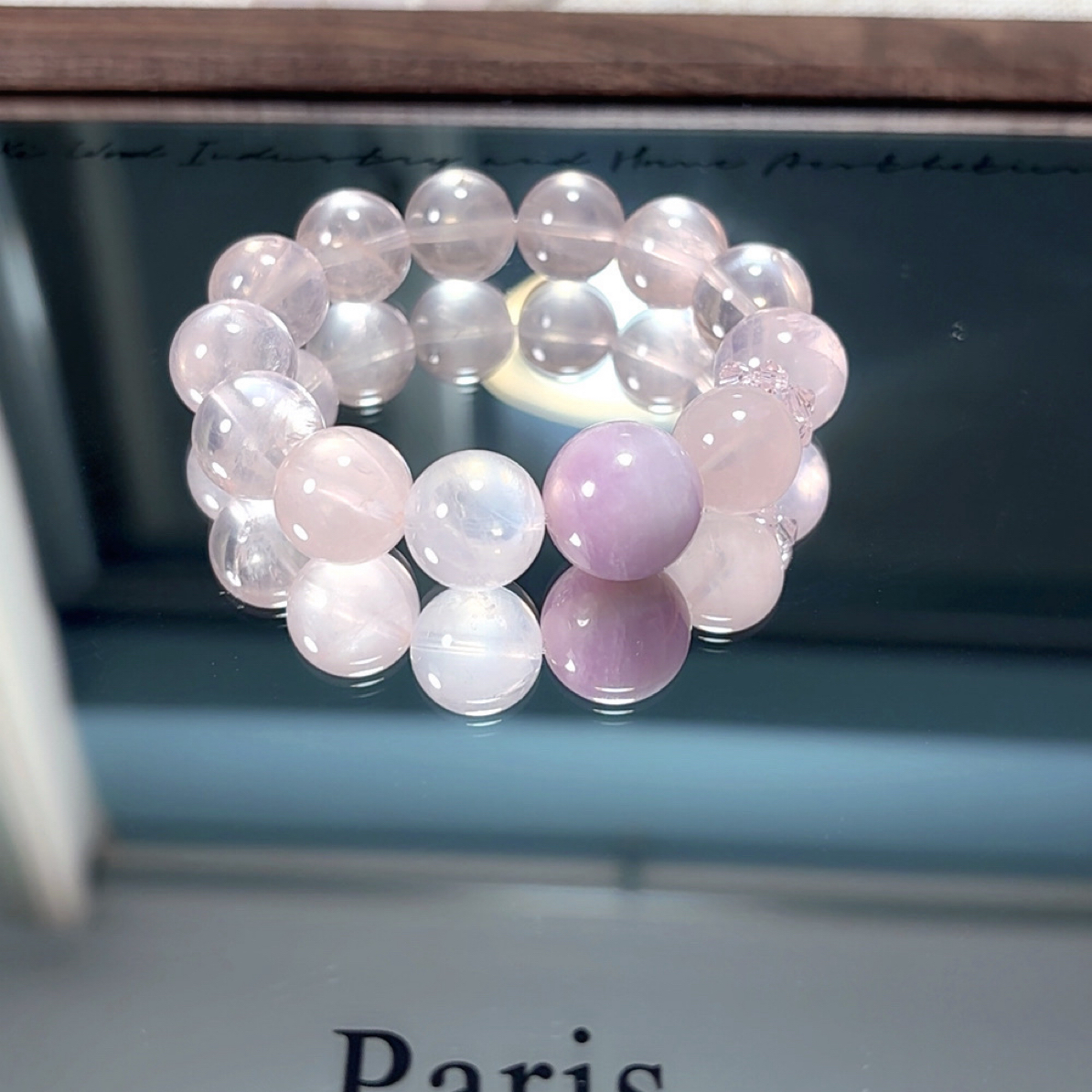 【嫣然】14mm天然高冰透粉水晶+15mm宝石紫锂辉新店宠粉福利