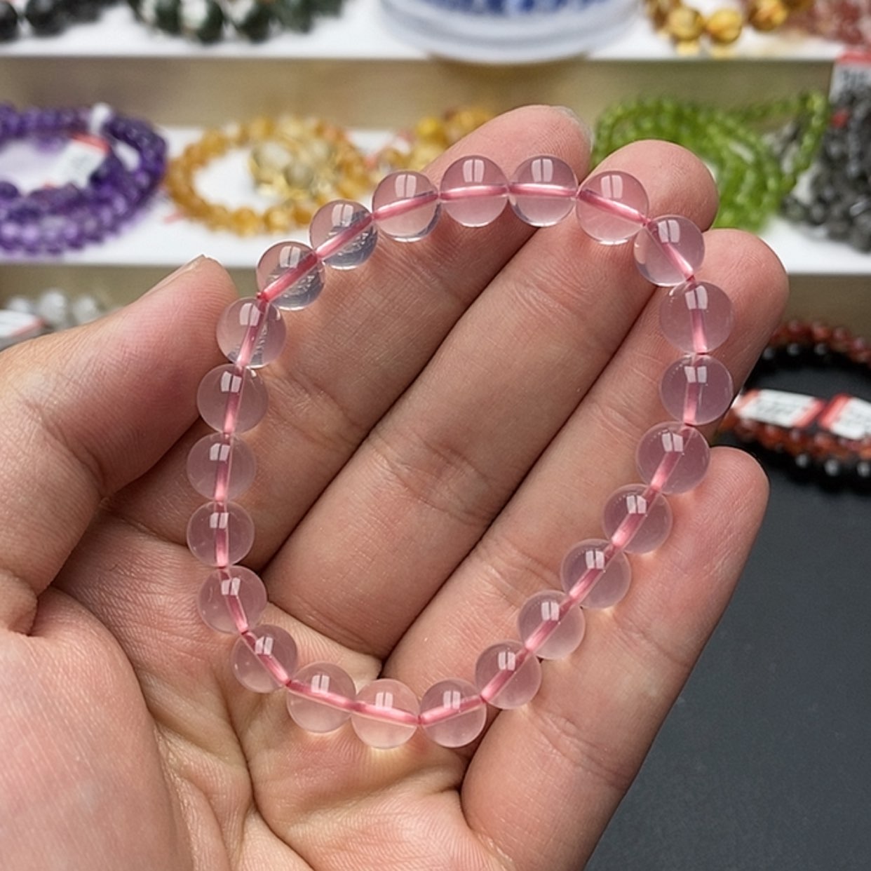 【闪购商品】芙蓉石手链未镶嵌星光粉莫粉