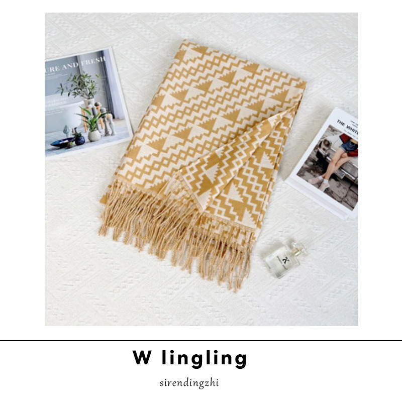 玲姐定制-围巾秋冬保暖围脖披肩两用新款流苏围巾552413