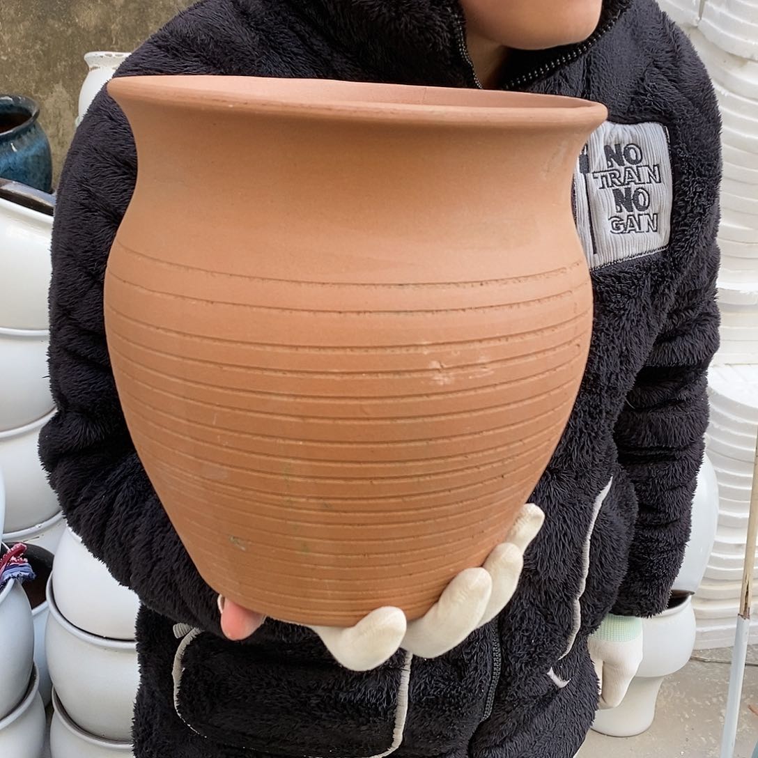 紫砂花盆瑕疵口21高23