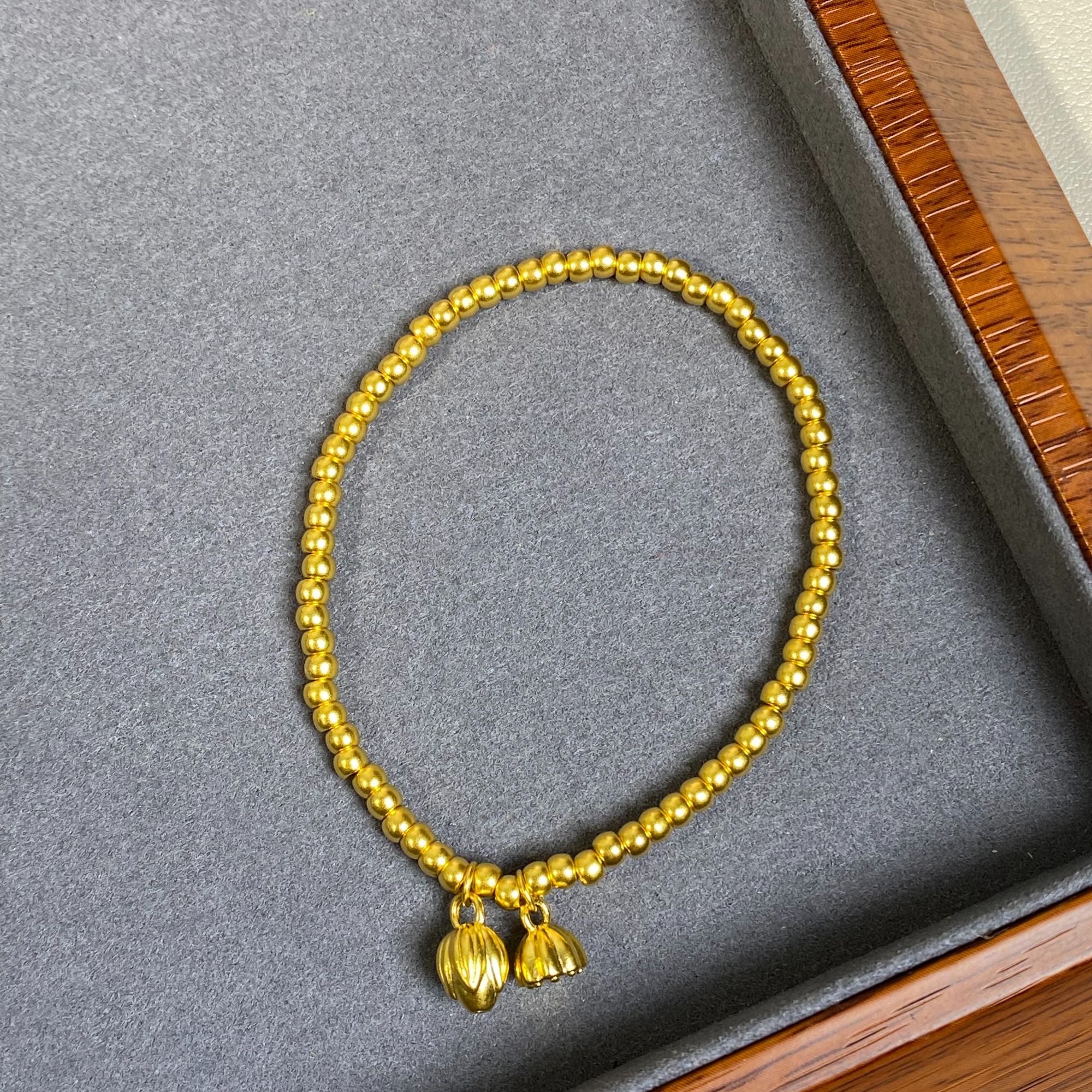 黄金足金999手链莲蓬两世欢