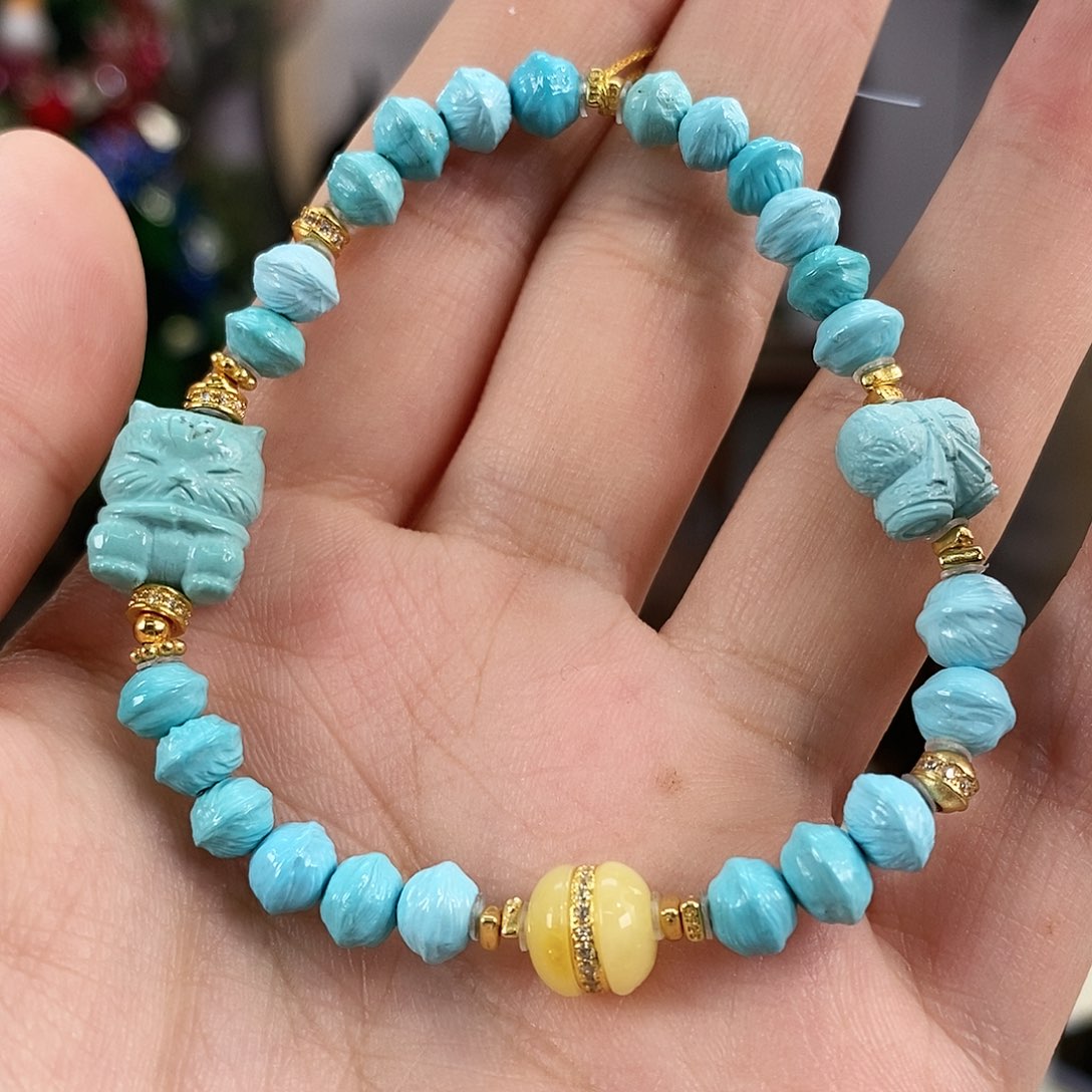 绿松石银S925镀金镶嵌珠宝奇石