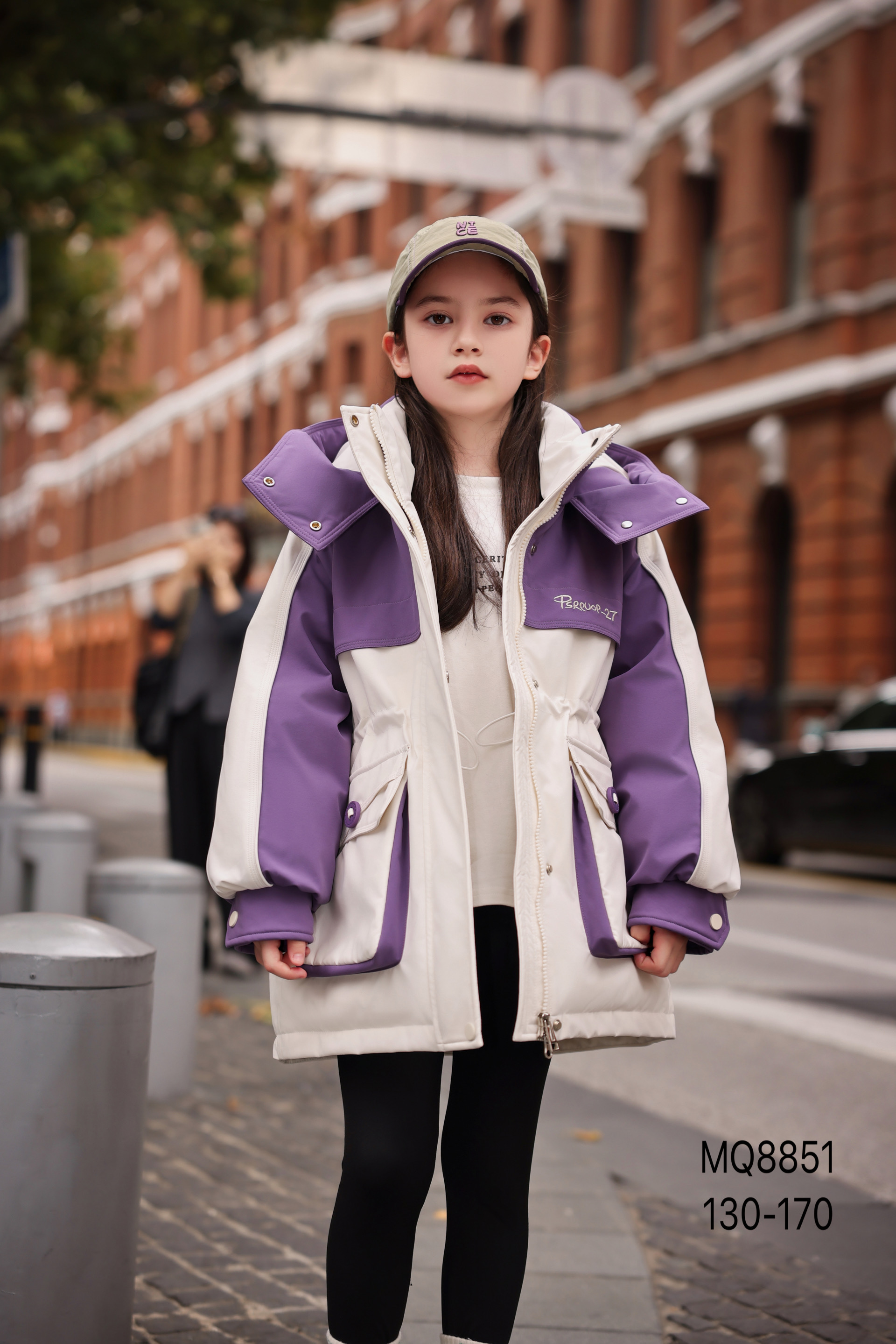 【晶秋】【米琪】2025休闲风中长款撞色加厚童装派克厚款羽绒服