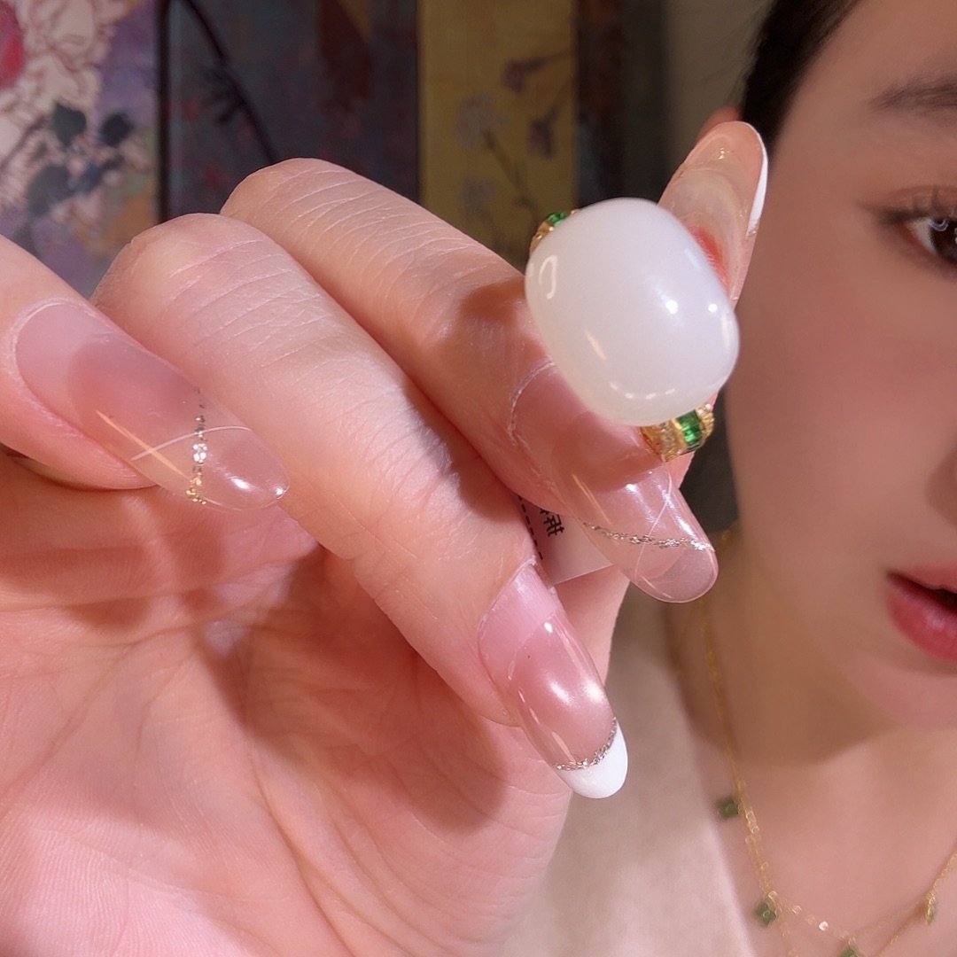 和田玉银S925镶嵌戒指