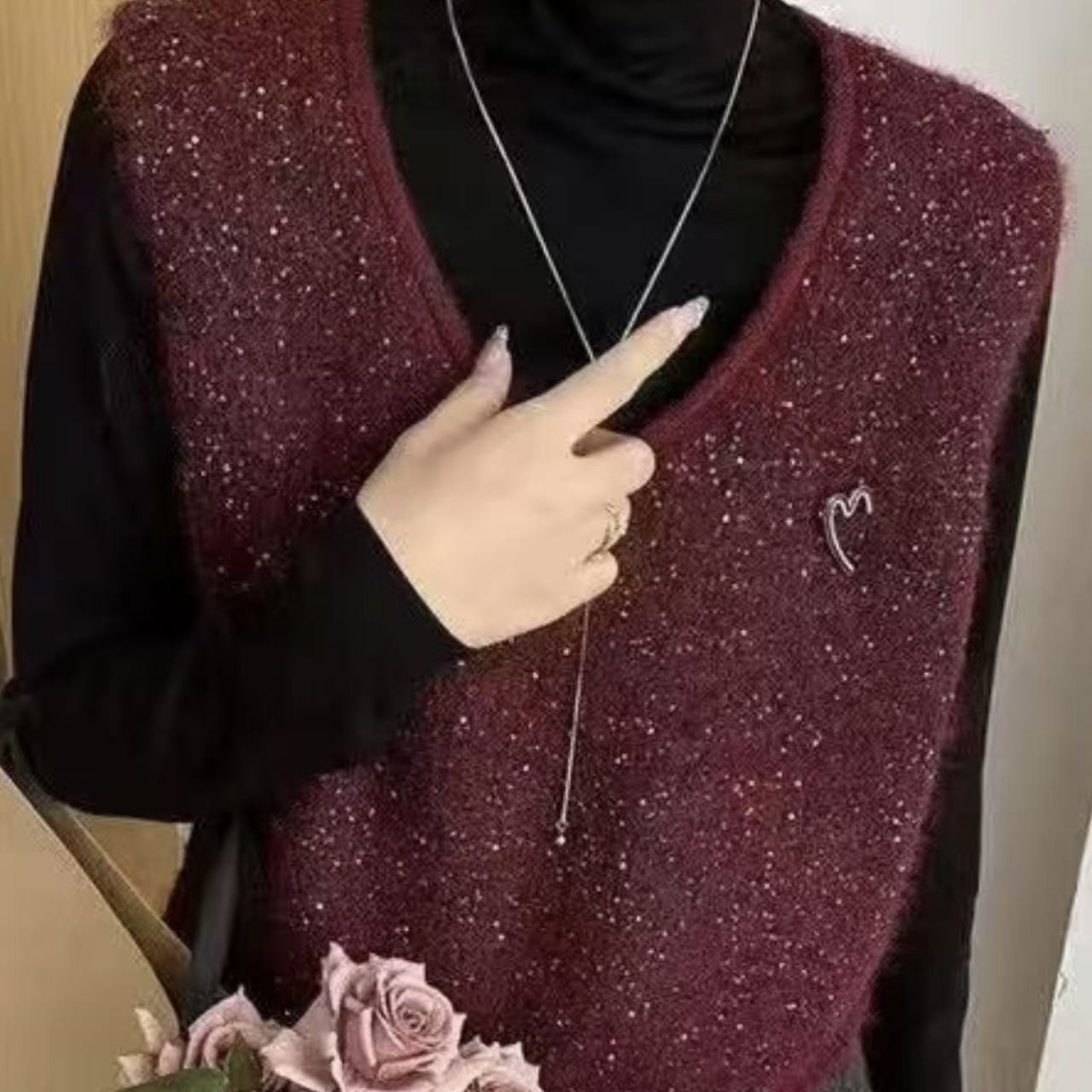 [ W i F i ]6882重工亮片针织马甲两件套上衣