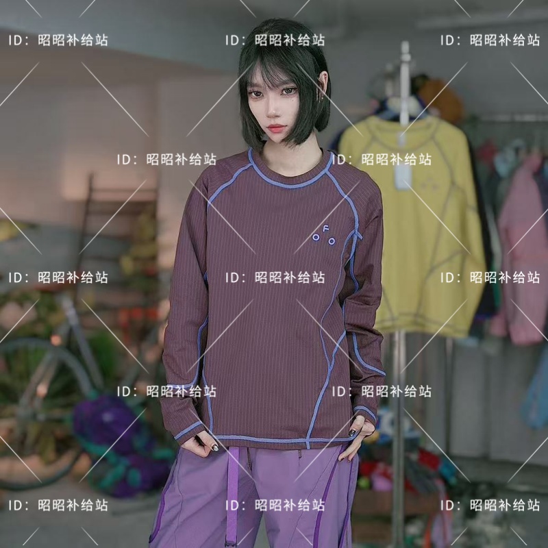 Mountain Outdoor-134玉米格抓绒保暖户外长袖休闲运动圆领T恤女