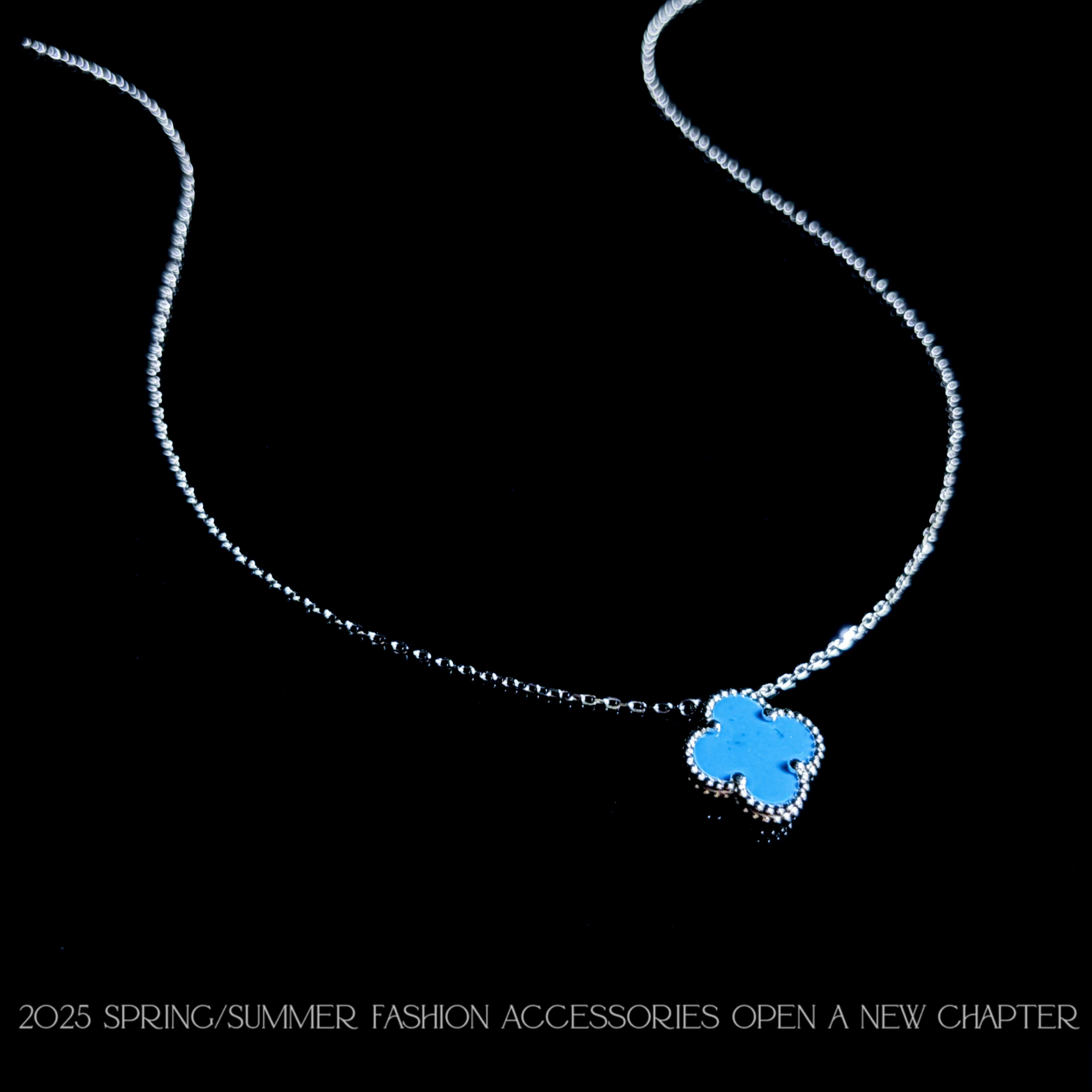 坠链均925银 镀k金 2025新款C6749【海蓝四叶项】BABA BOX 项链